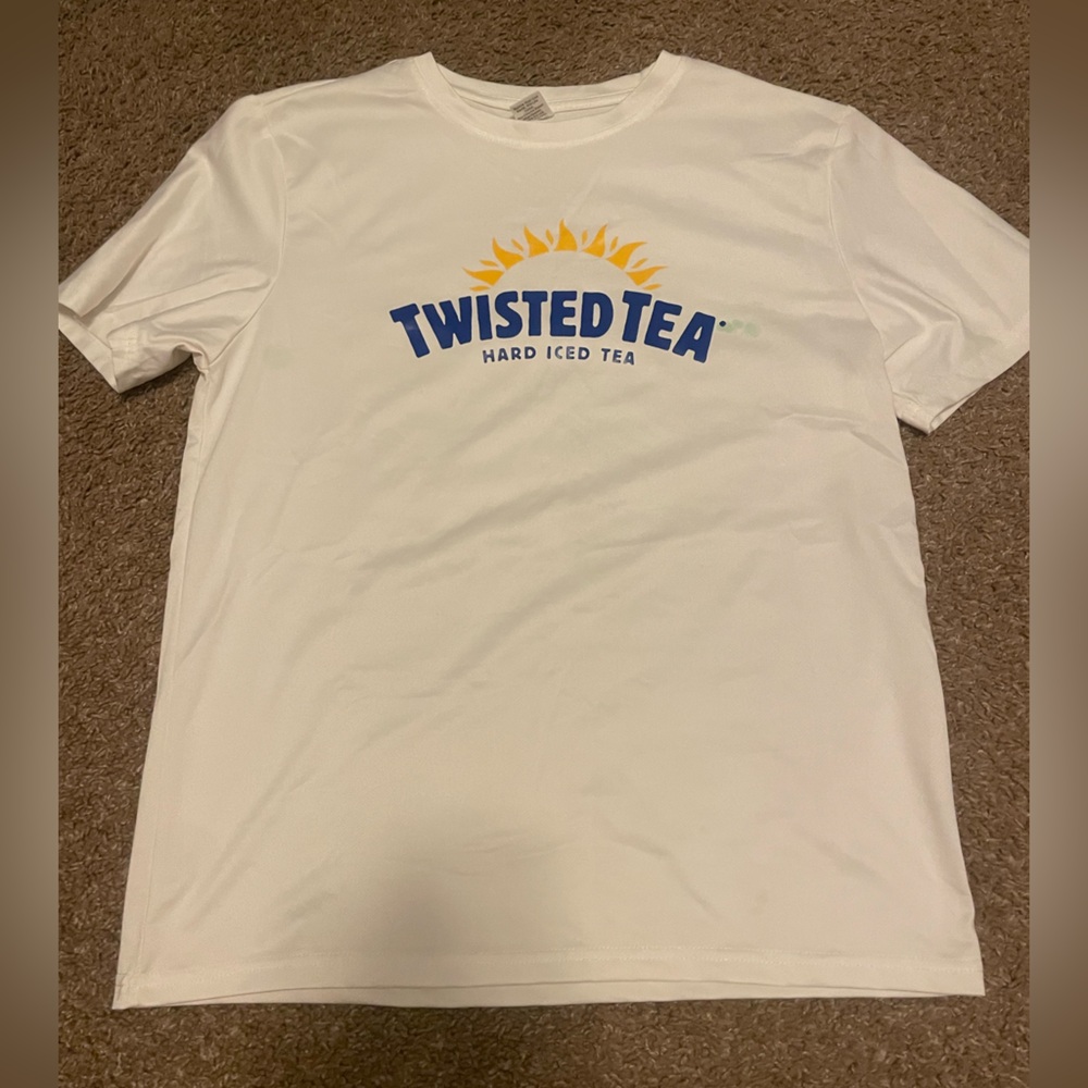 Twisted Tea T-shirt, weird green stain on front